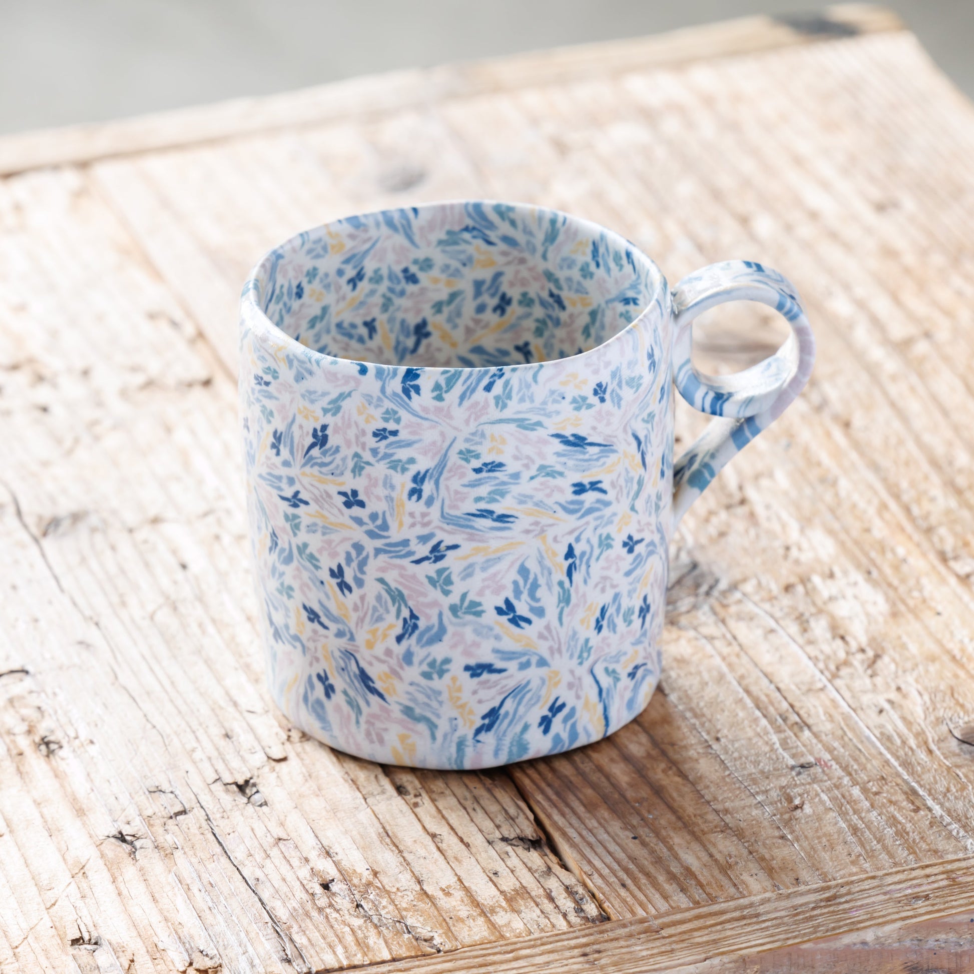 Japanese Nerikomi Asagao (Morning Glory) Pattern Mug – Seto Ware by Tetsuo Nagae