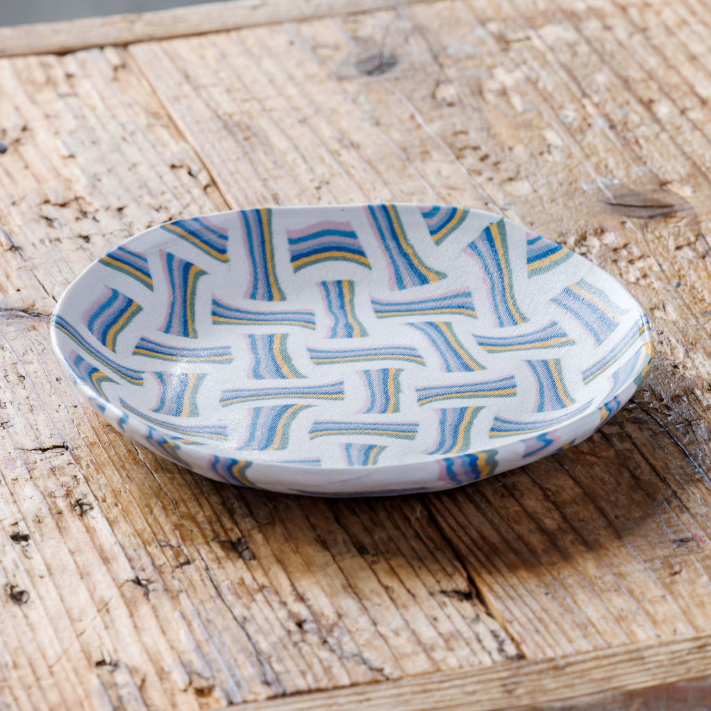 Japanese Nerikomi Ribbon Pattern Side Plate – Seto Ware Pottery by Tetsuo Nagae