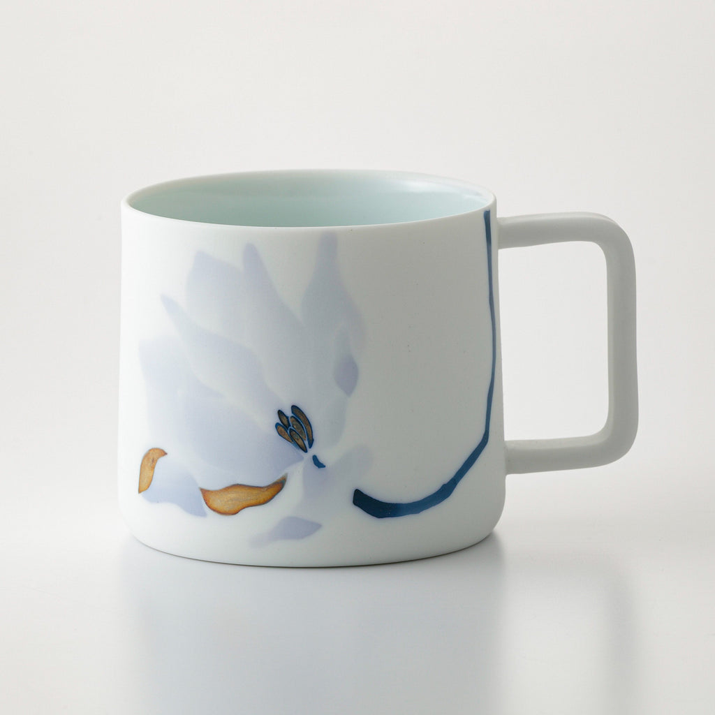 Japanese Sometsuke Magnolia Flower Mug – Blue & White Seto Ware, Singama Kiln