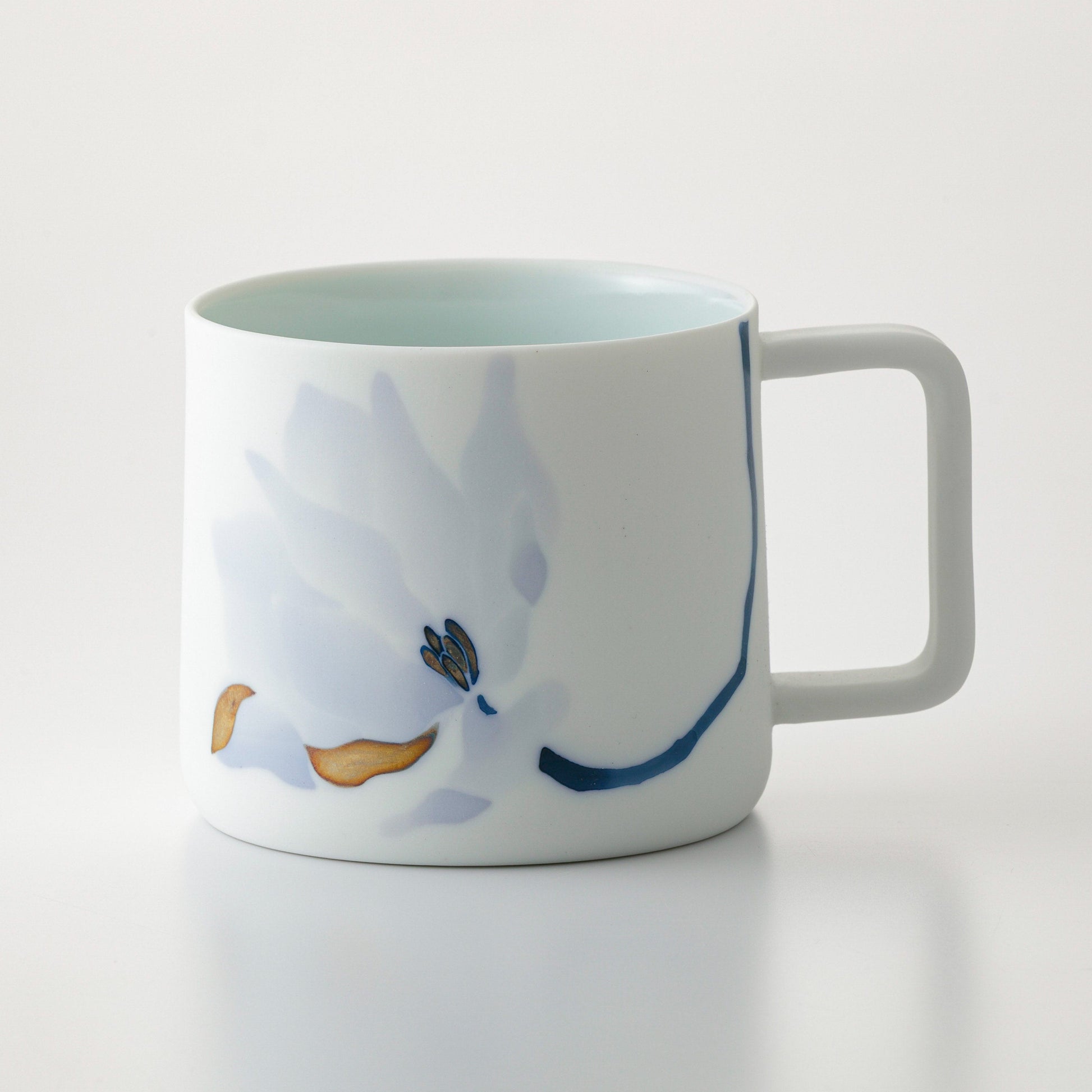 Japanese Sometsuke Magnolia Flower Mug – Blue & White Seto Ware, Singama Kiln
