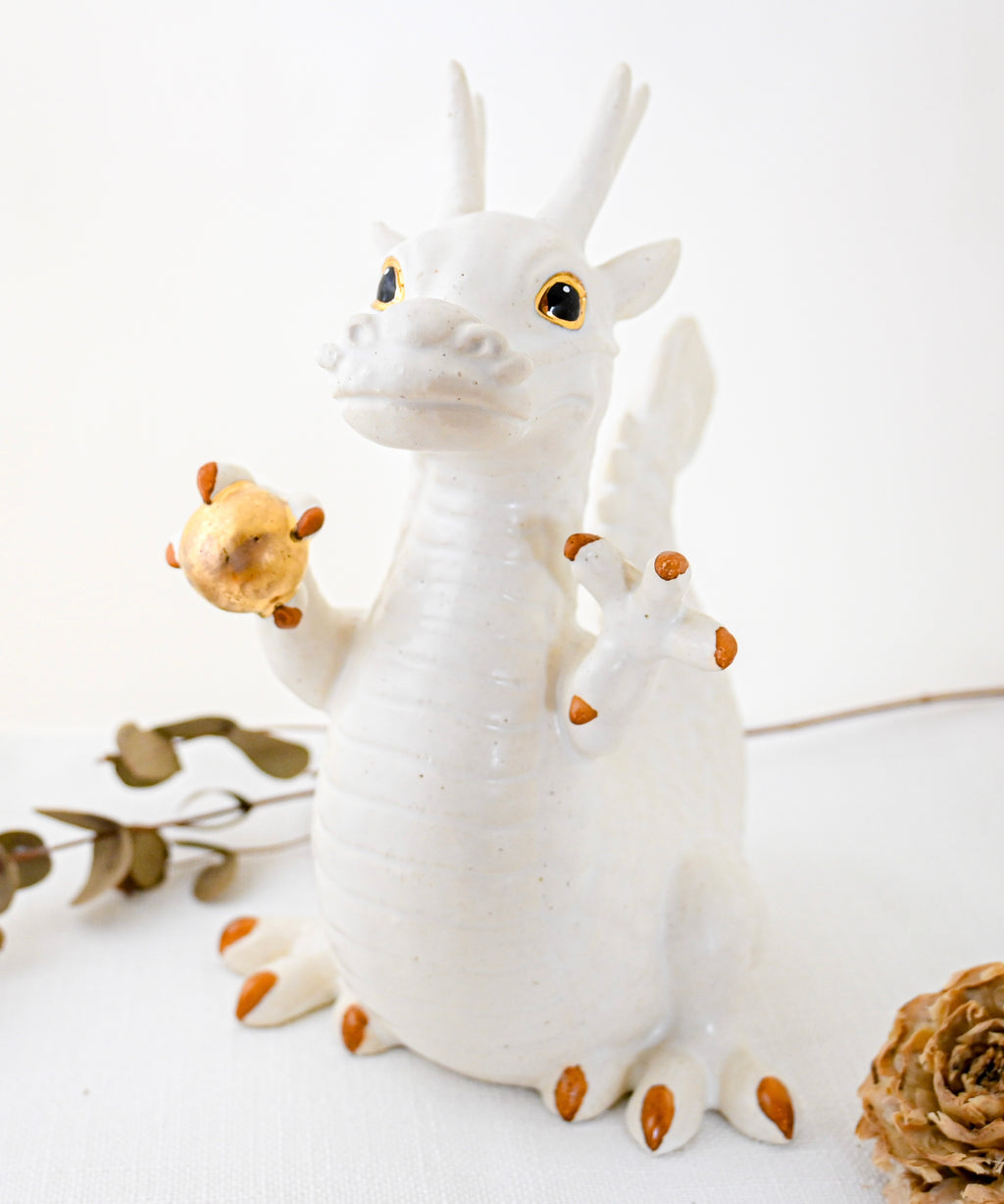 White Lucky Dragon Figurine