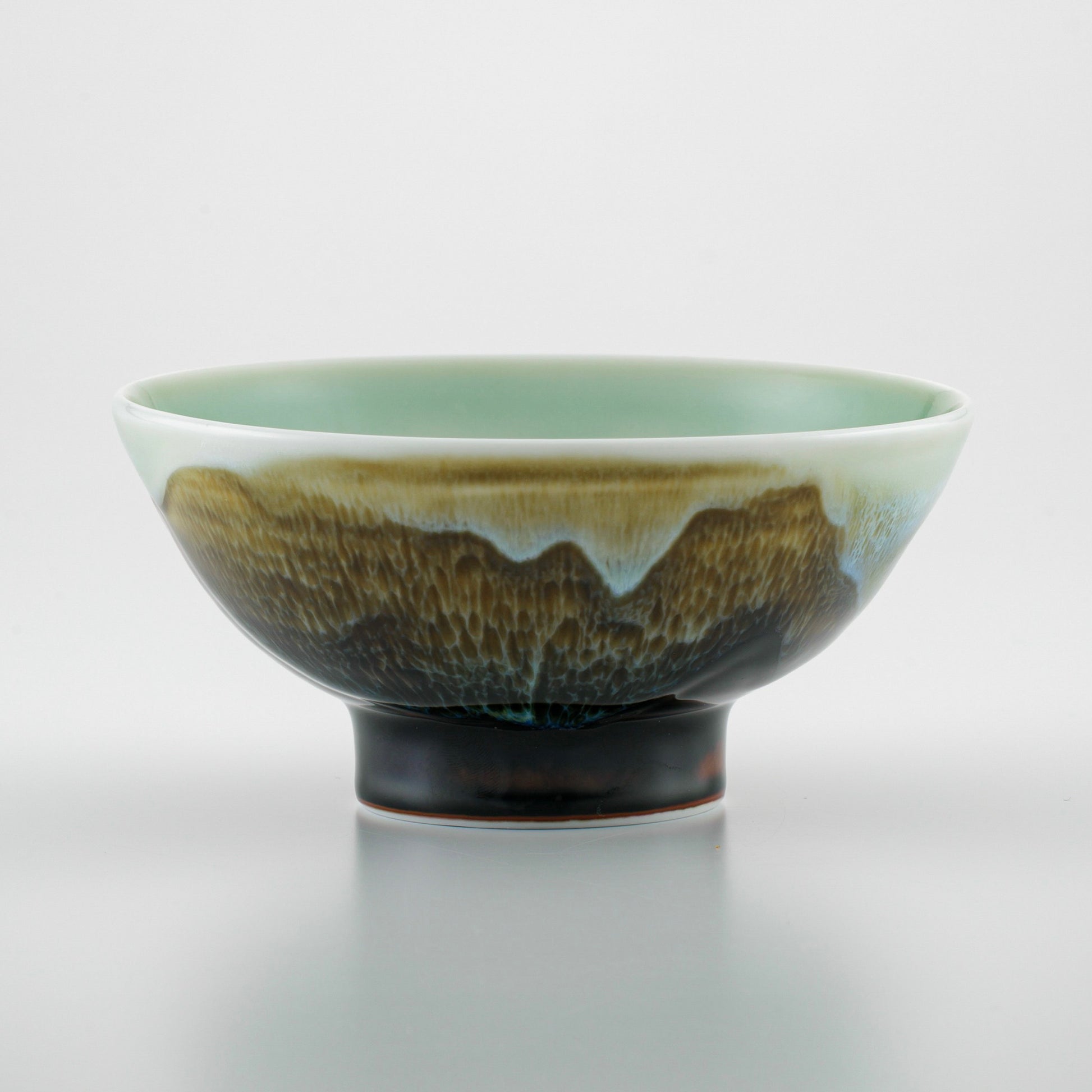 Japanese Handmade “Mike” Rice Bowl – Layered Ash Glazes, Calico-Inspired Design - Seto Ware, Tsubaki Kiln