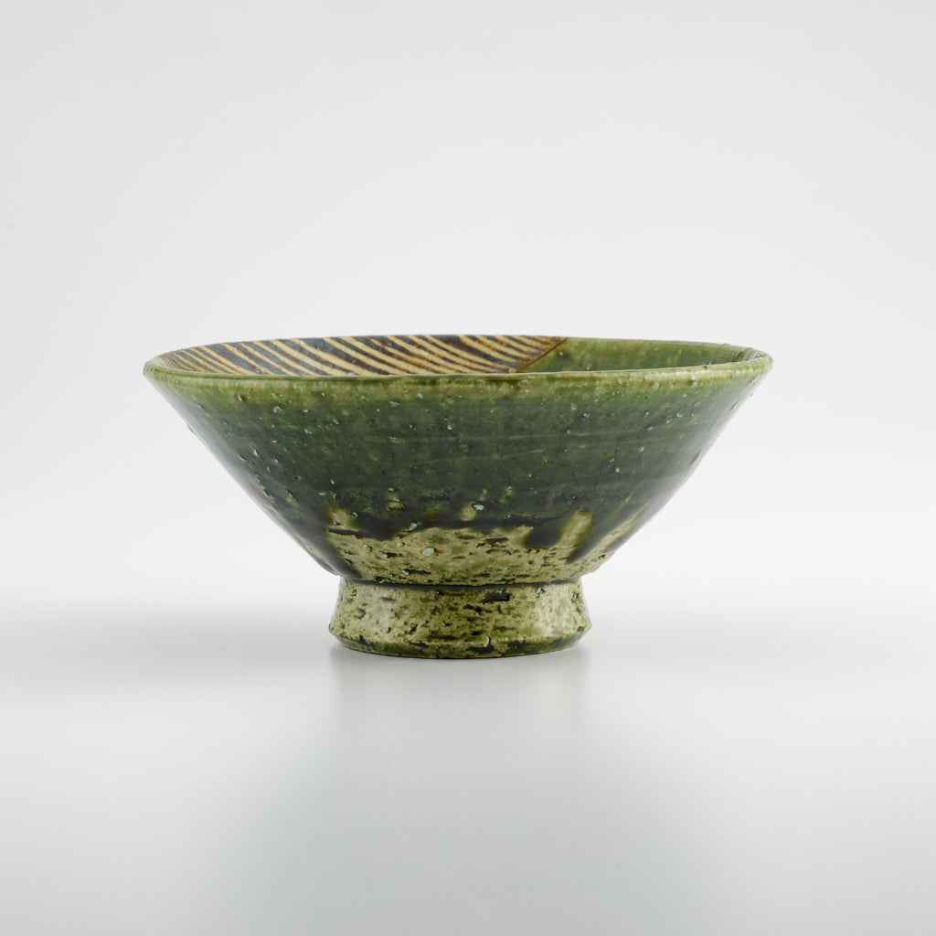 Oribe Chawan Rice Bowl Iron Painting Design