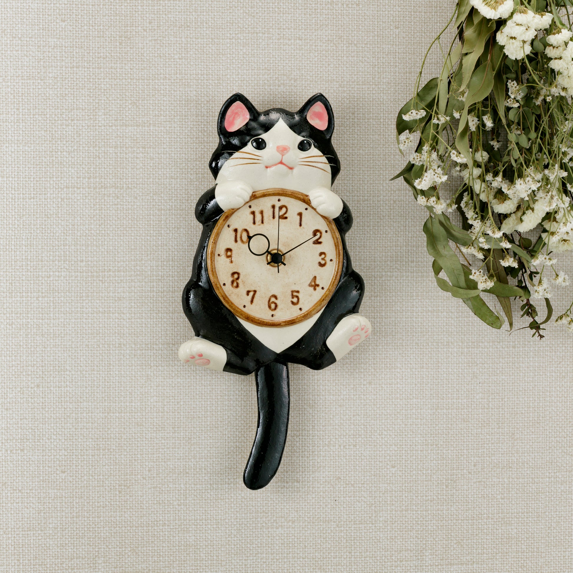 Lucky Cat Pendulum Wall Clock Hachiware