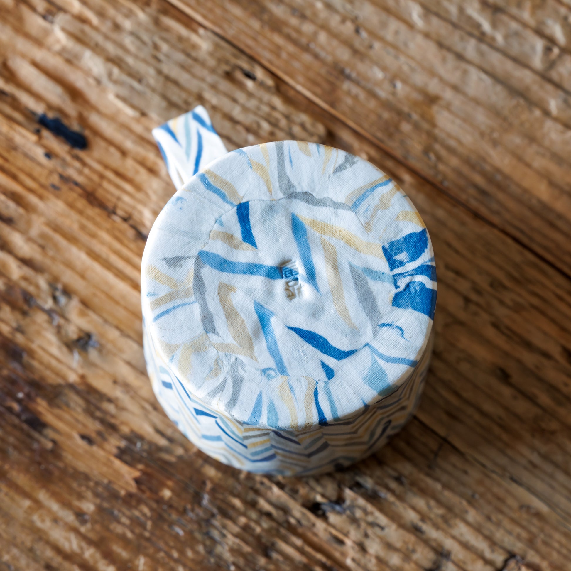 Japanese Nerikomi Mug Chevron-like Yarai Pattern – Seto Ware Ceramic by Tetsuo Nagae