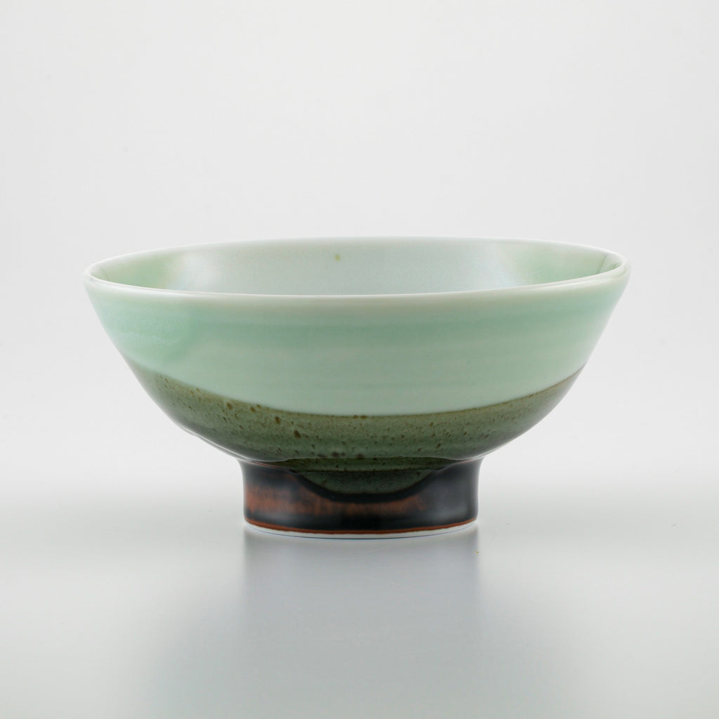 Japanese Handmade “Mike” Rice Bowl – Layered Ash Glazes, Calico-Inspired Design - Seto Ware, Tsubaki Kiln