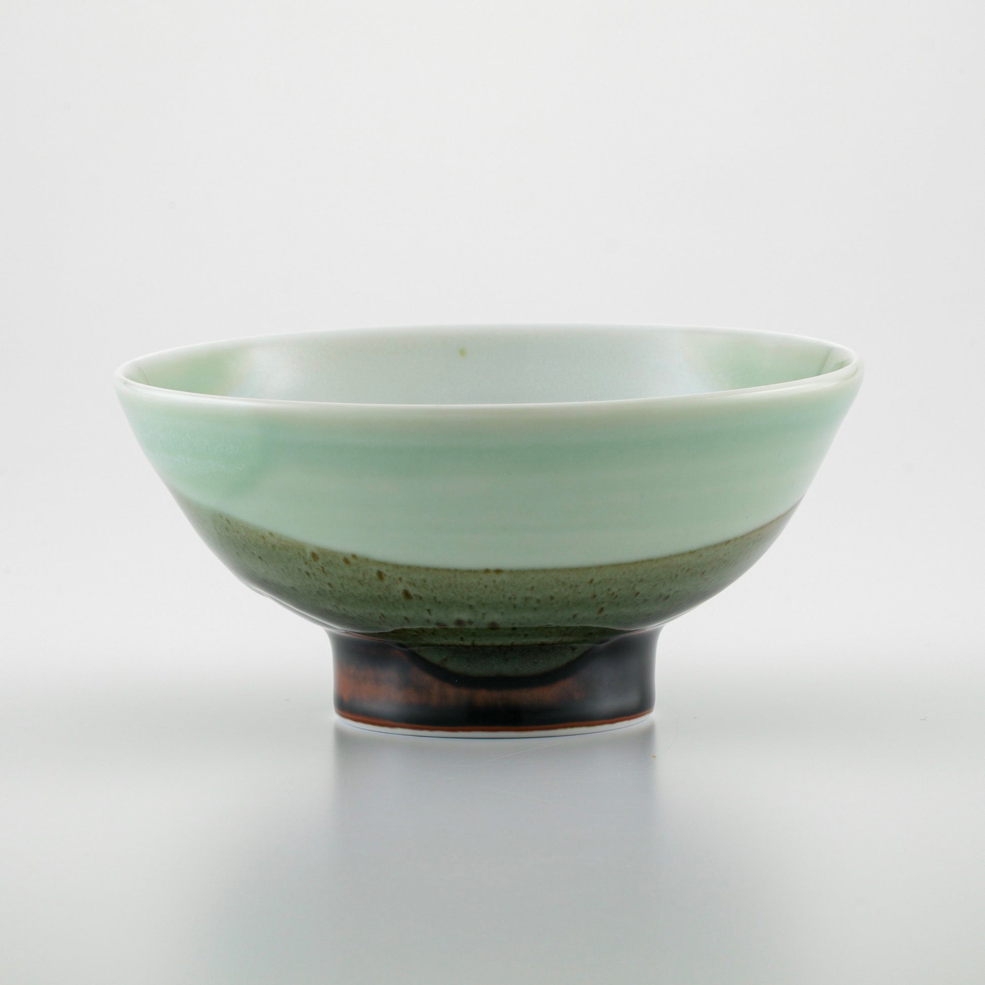 Japanese Handmade “Mike” Rice Bowl – Layered Ash Glazes, Calico-Inspired Design - Seto Ware, Tsubaki Kiln