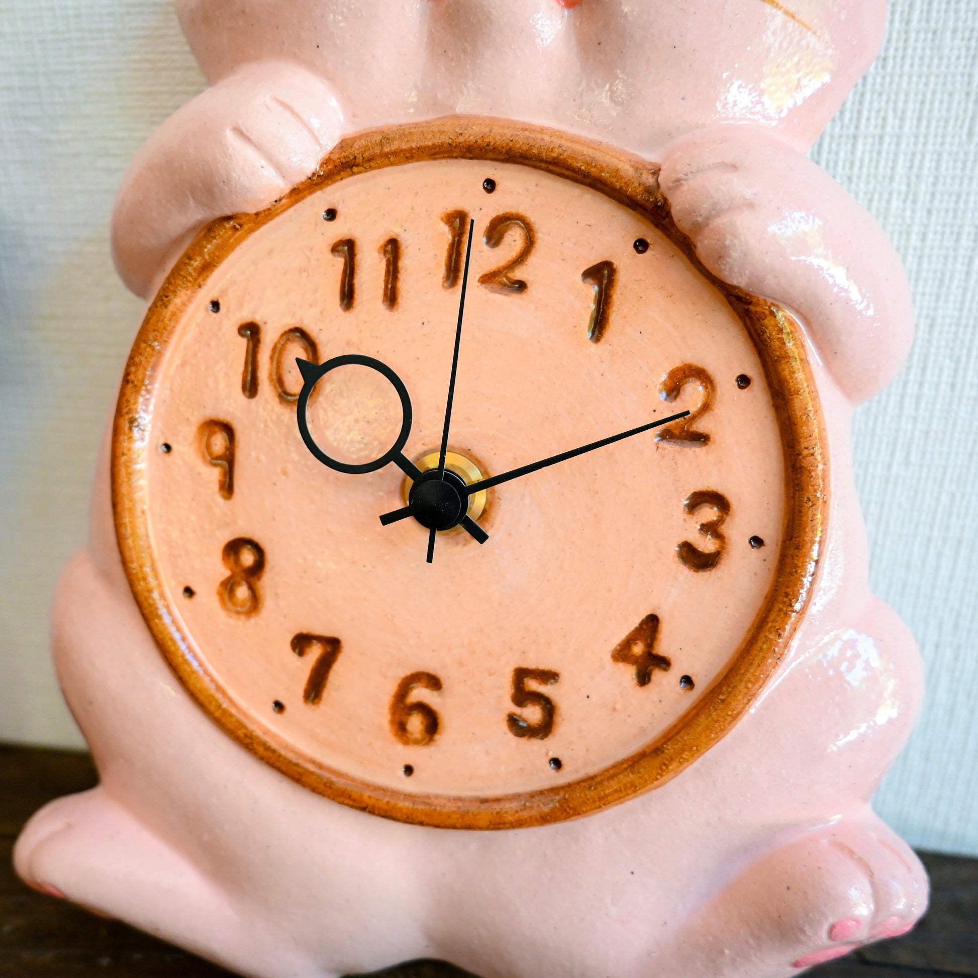 Japanese Maneki Neko Lucky Cat Pendulum Wall Clock Sakura Light Pink - Seto ware, Craft-Yuuki