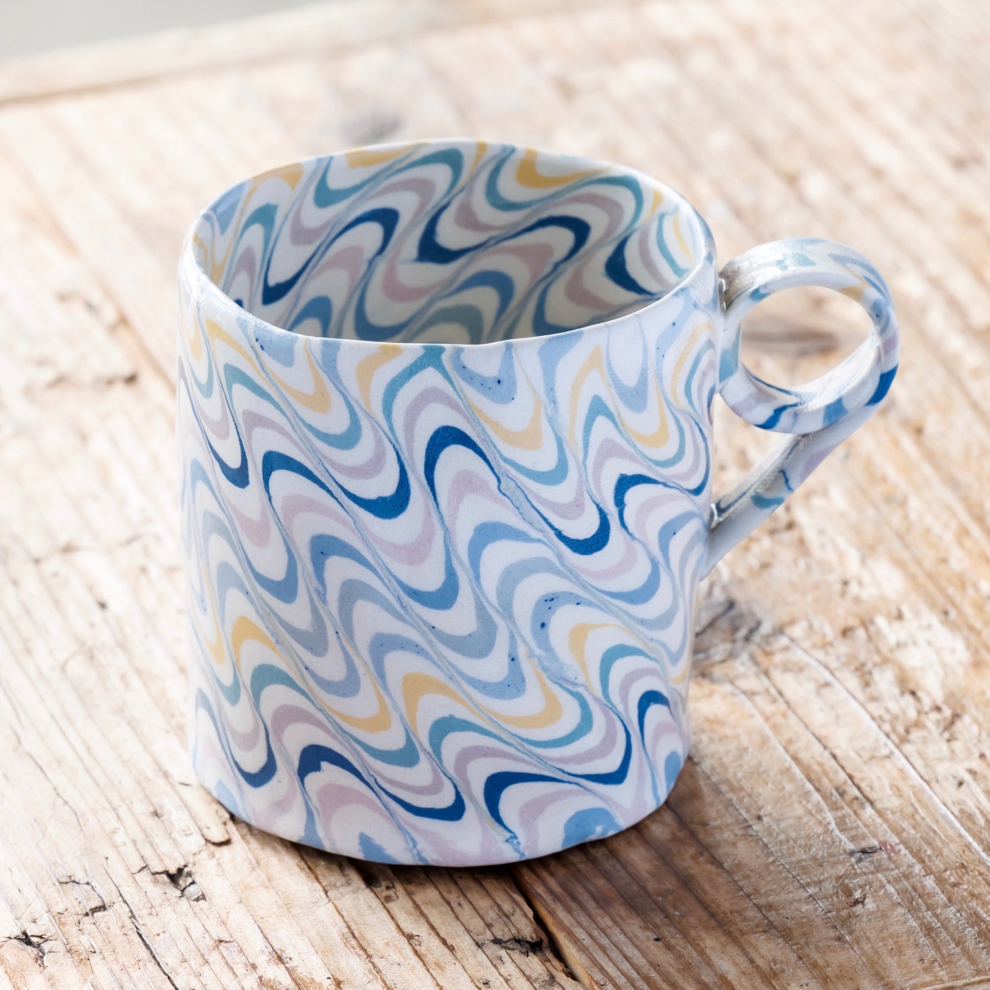 Japanese Nerikomi Mug Wave  Nami – Seto Ware Ceramic by Tetsuo Nagae