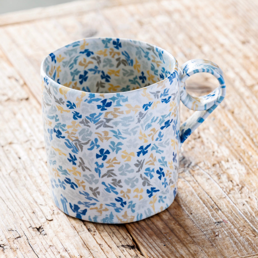 Japanese Nerikomi Asagao (Morning Glory) Pattern Mug – Seto Ware by Tetsuo Nagae