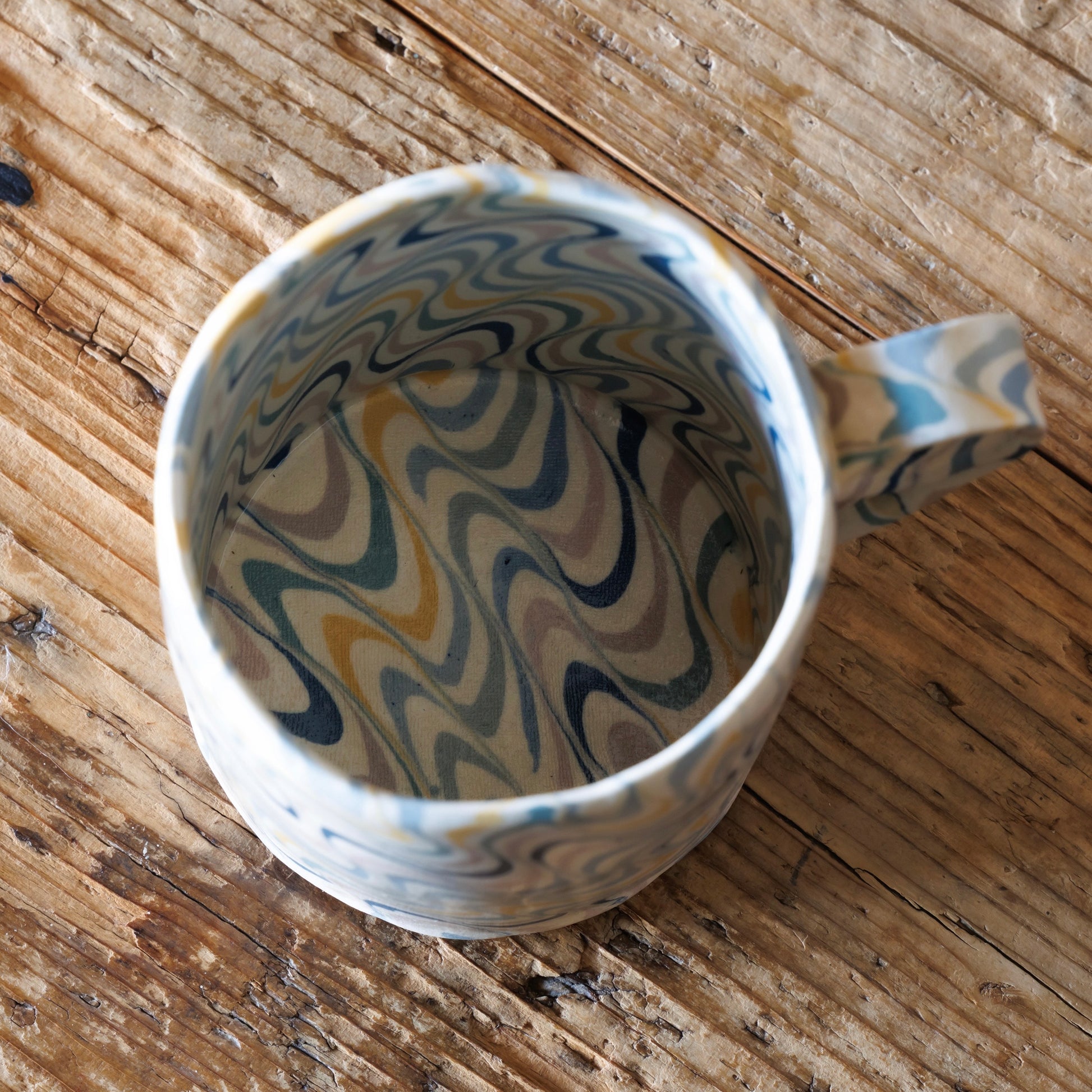 Japanese Nerikomi Mug Wave  Nami – Seto Ware Ceramic by Tetsuo Nagae
