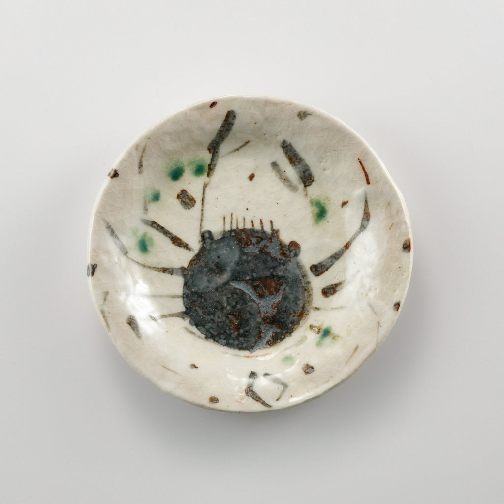 Japanese Shino Glaze Crab Motif Side Plate – Mino Ware Pottery, Renji Nakagaki