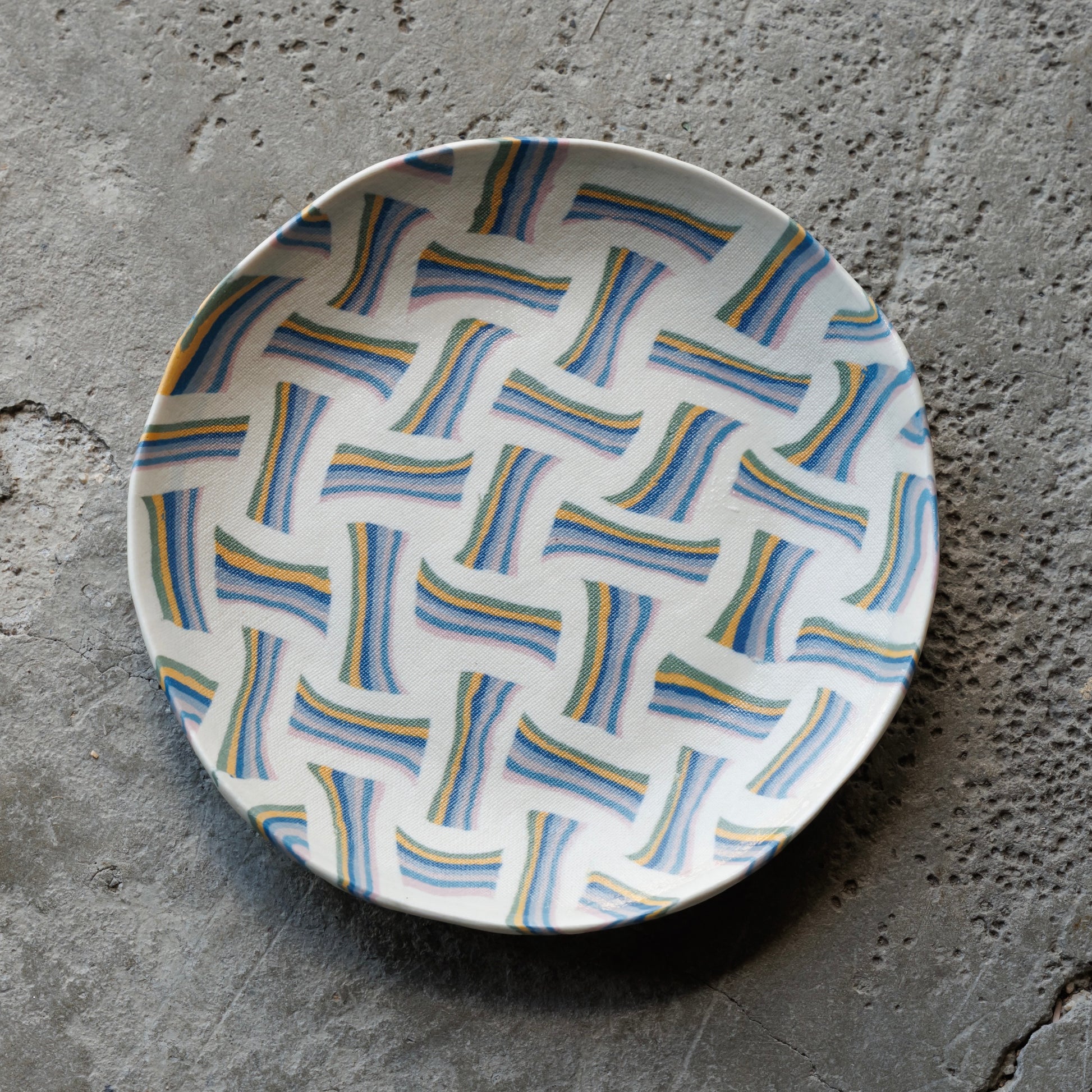 Japanese Nerikomi Ribbon Pattern Side Plate – Seto Ware Pottery by Tetsuo Nagae