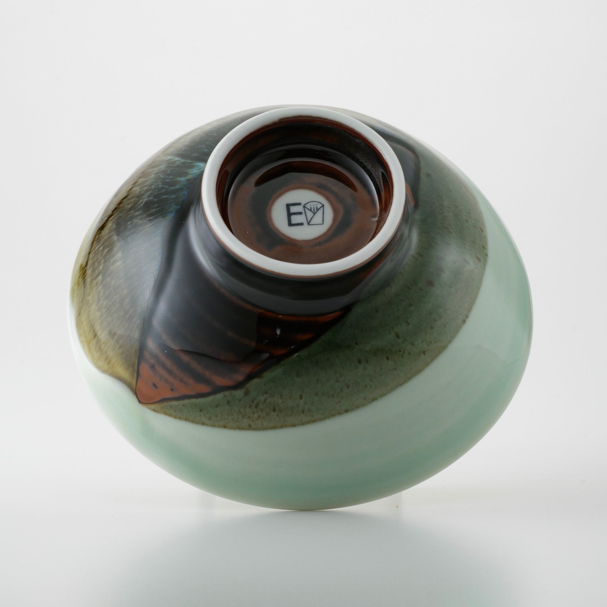 Japanese Handmade “Mike” Rice Bowl – Layered Ash Glazes, Calico-Inspired Design - Seto Ware, Tsubaki Kiln