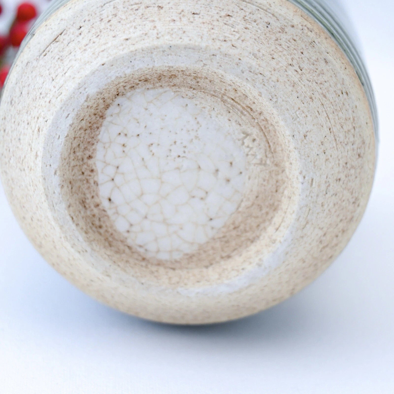 Oribe Sushi Yunomi Tea Cup Chrysanthemum motif.