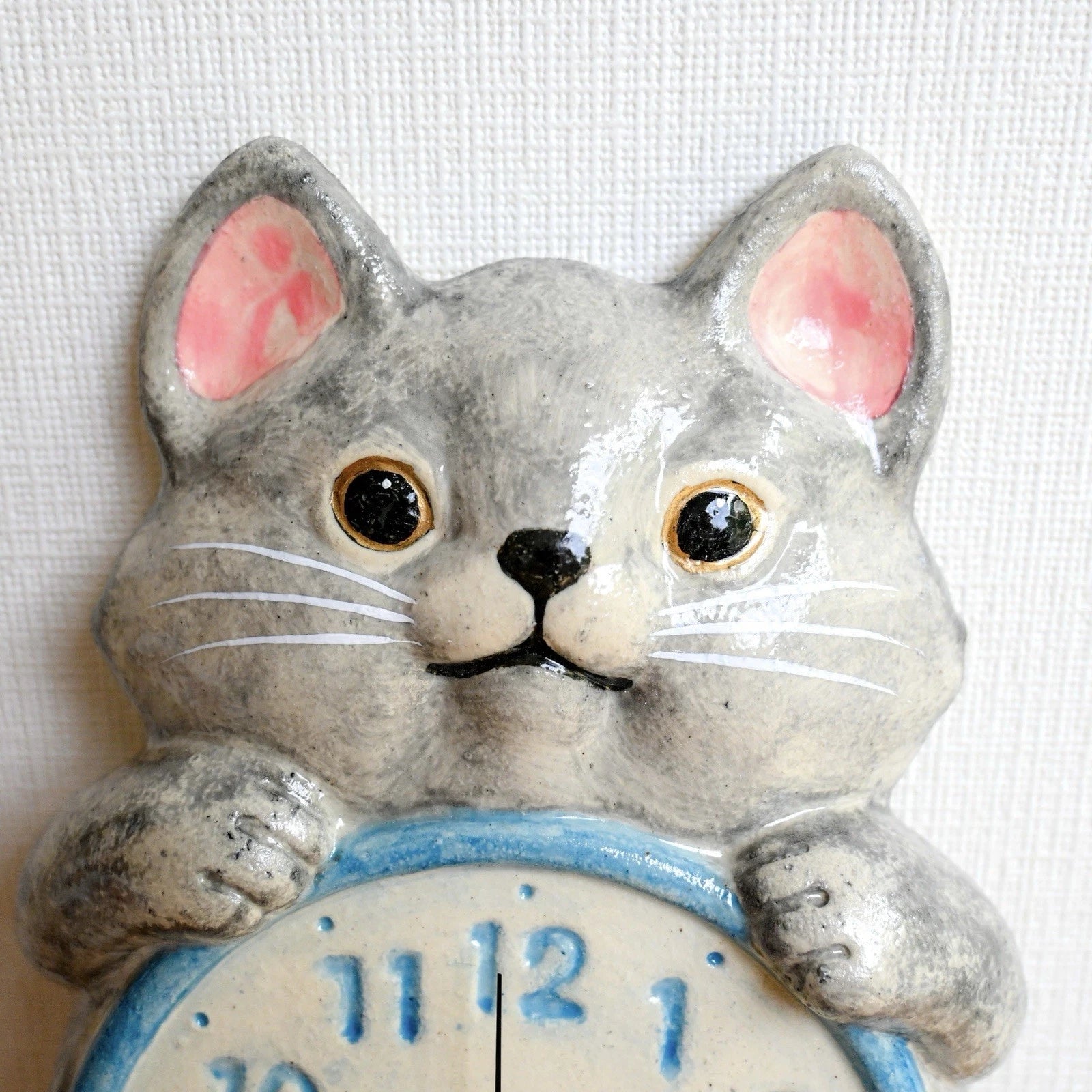 Custom Cat Pendulum Wall Clock – Japanese Maneki Neko Lucky Cat Clock, Seto Ware by Craft-Yuuki