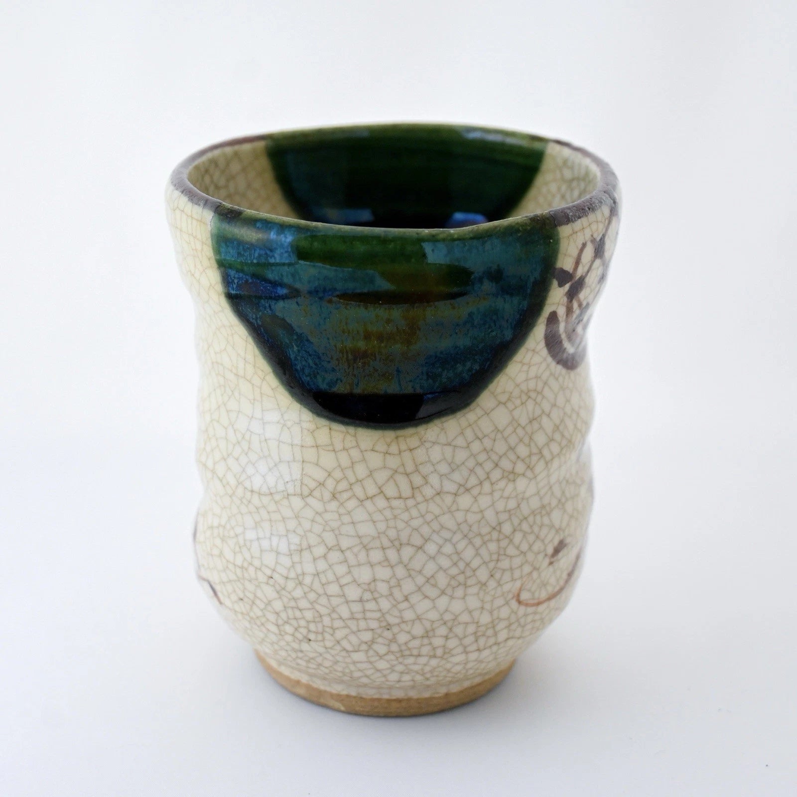 Japanese Oribe Green Crackle Glaze Yunomi Tea Cup – Seto Ware, Rokubei Kiln