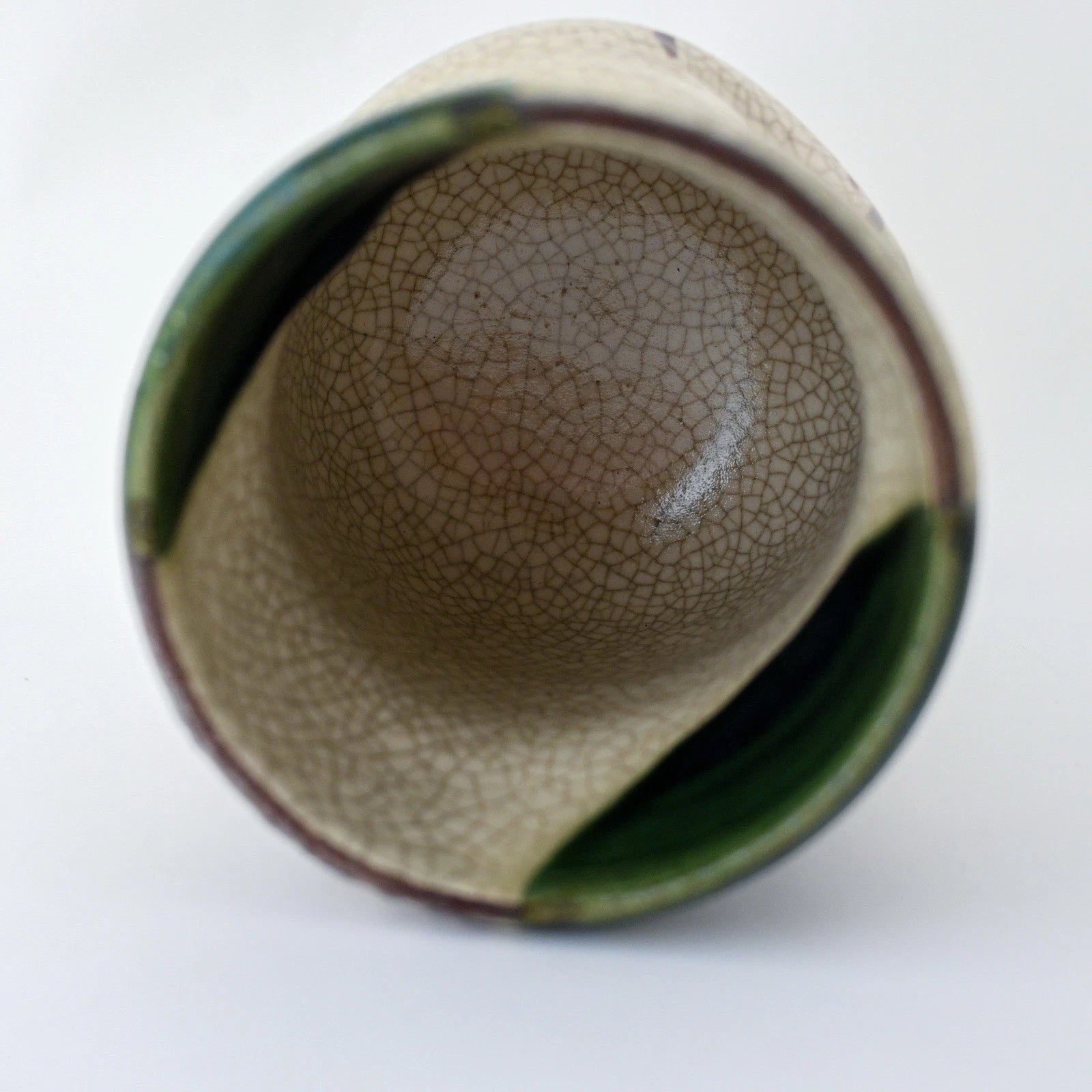 Japanese Oribe Green Crackle Glaze Yunomi Tea Cup – Seto Ware, Rokubei Kiln
