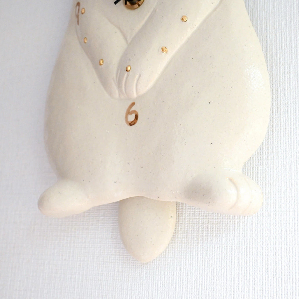 Japanese Glossy White Rabbit Pottery Pendulum Wall Clock – Seto Ware, Craft Yuu-Ki