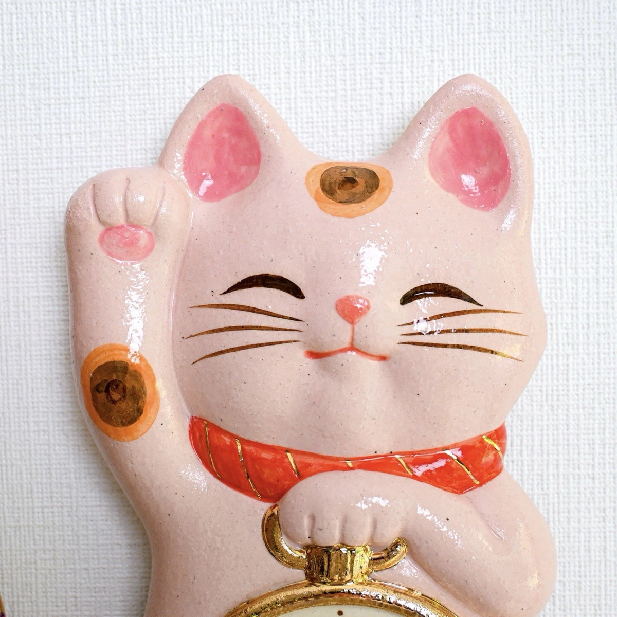 Maneki Neko Pendelwanduhr Weiß