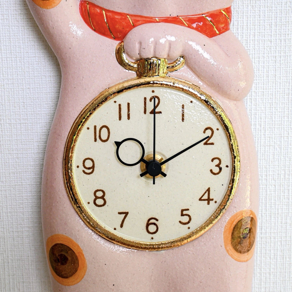 Maneki Neko Pendelwanduhr Weiß