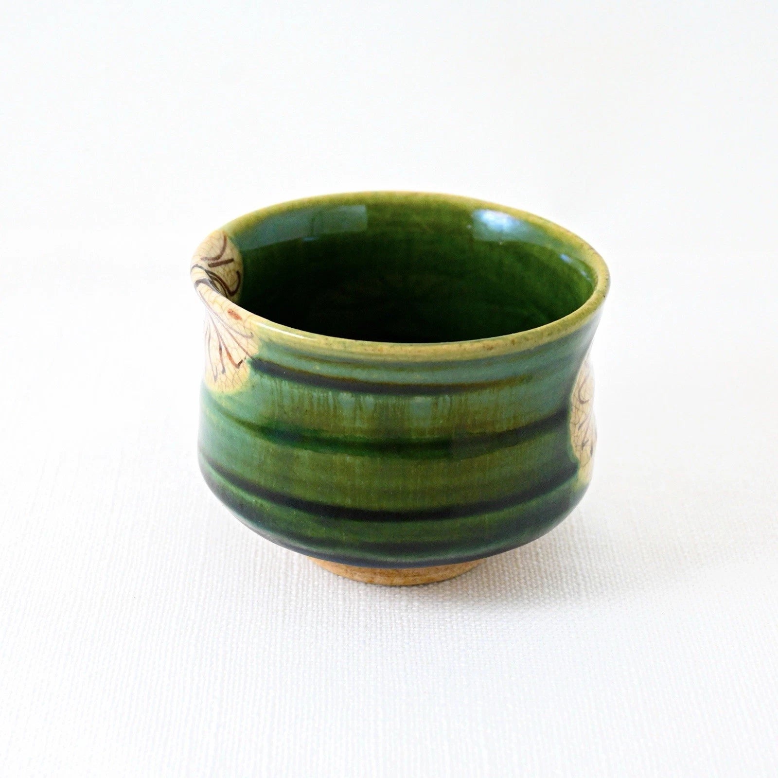 Kumidashi Oribe Chrysanthemum Yunomi Tea Cup Saucer
