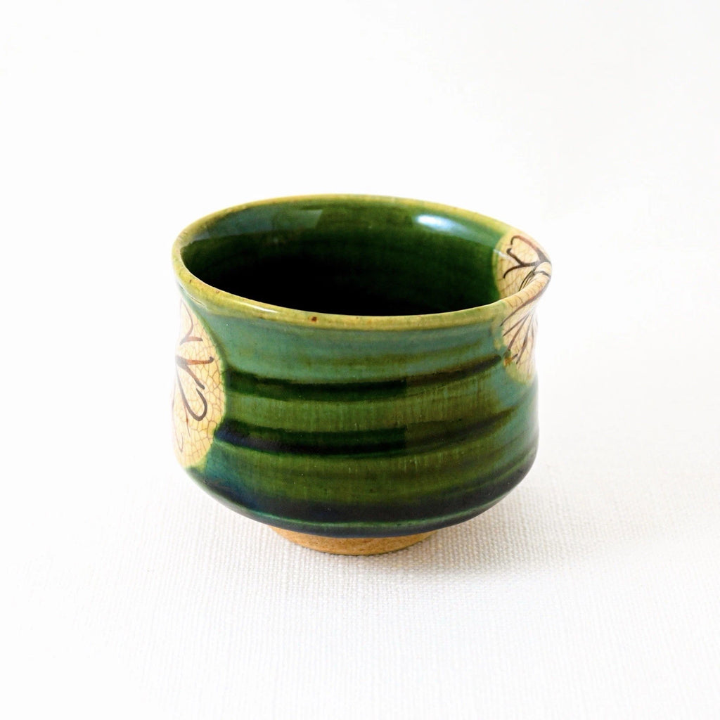 Kumidashi Oribe Chrysanthemum Yunomi Tea Cup Saucer